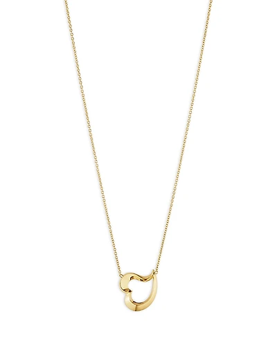 Georg Jensen 18K Yellow Gold Hearts Horizontal Open Heart Pendant Necklace, 17.72
