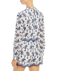 Embroidered Eyelet Long Sleeve Top - Exclusive