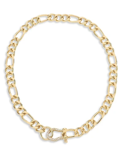 Cuffed Love Pavé Collar Necklace in 18K Gold Plated, 16"