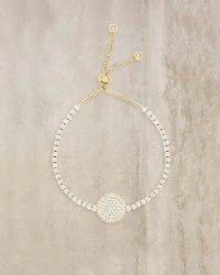 Easy Sparkle Cubic Zirconia Disc Slider Bracelet in 18K Gold Plated