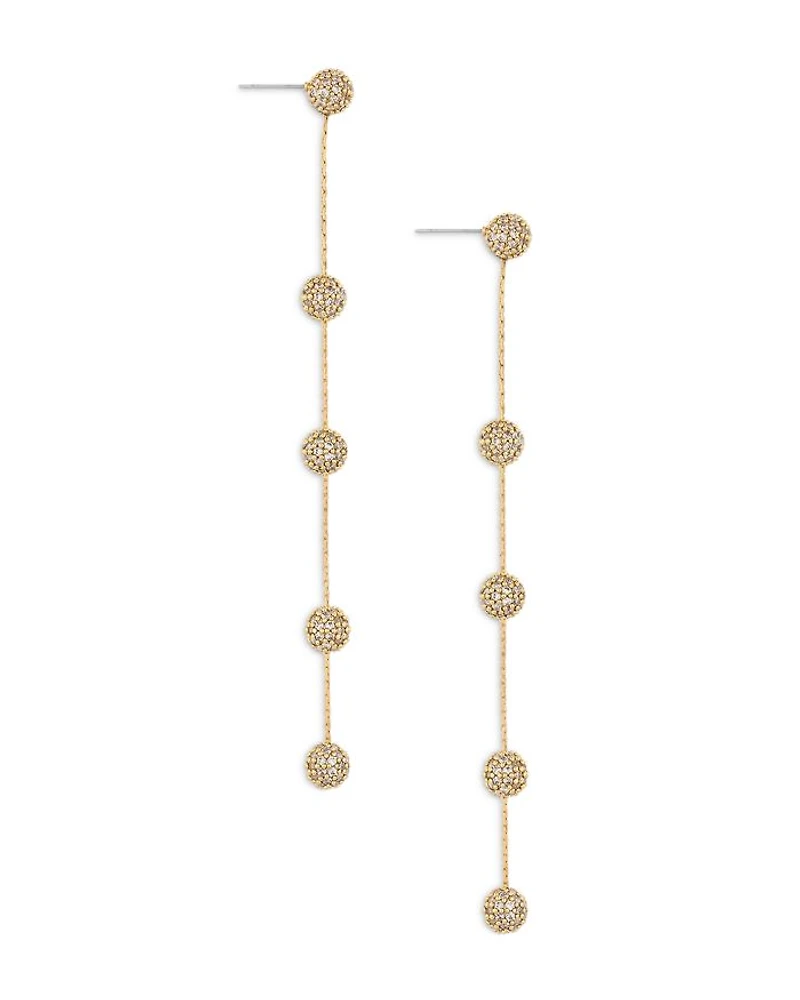 Crystal Ball Drop Pavé Ball Linear Drop Earrings in 18K Gold Plated
