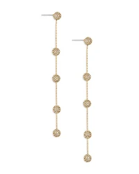Crystal Ball Drop Pavé Ball Linear Drop Earrings in 18K Gold Plated