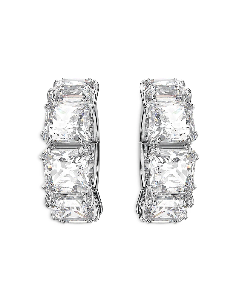 Swarovski Matrix Square Crystal Clip On Hoop Earrings