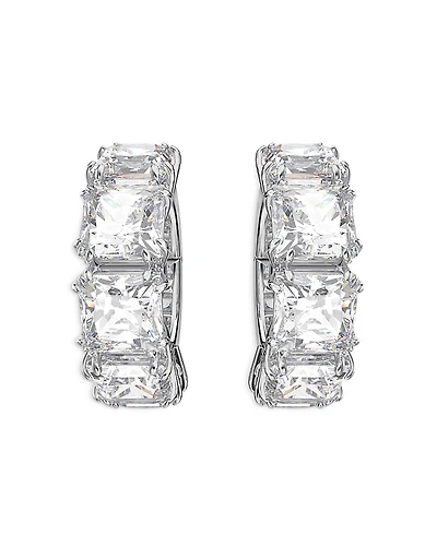 Swarovski Matrix Square Crystal Clip On Hoop Earrings