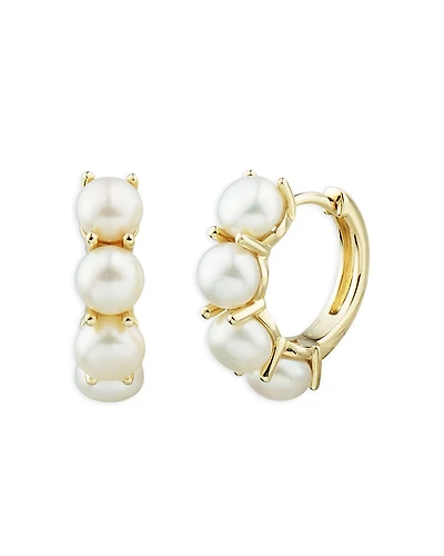 Bloomingdale's Fine Collection Cultured Freshwater Button Pearl Hoop Earrings