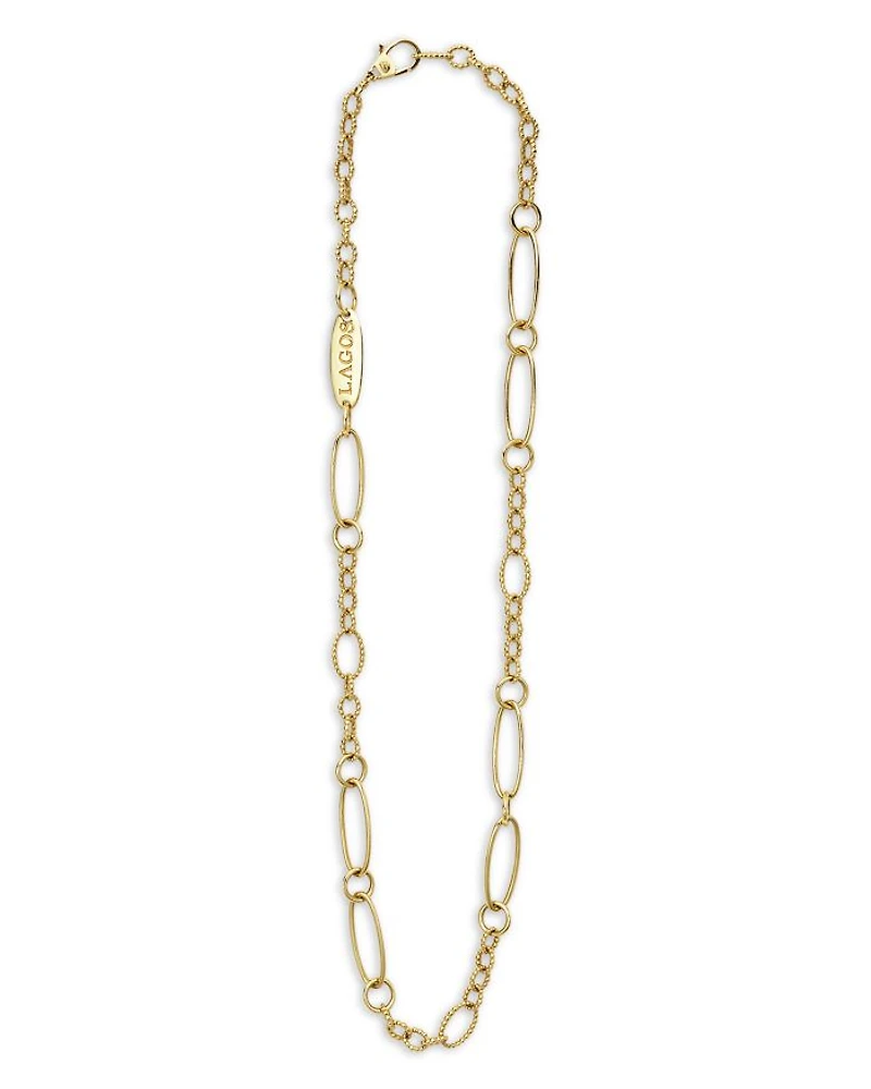 18K Yellow Gold Signature Caviar Oval Link Chain Necklace, 20"