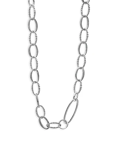 Lagos Sterling Silver Signature Caviar Oval Link Chain Necklace