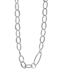 Lagos Sterling Silver Signature Caviar Oval Link Chain Necklace
