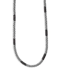 Caviar Silver Station Ceramic Beaded Necklace