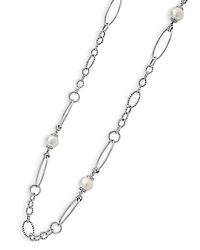 Sterling Silver Luna Cultured Freshwater Pearl Link Necklace, 34"