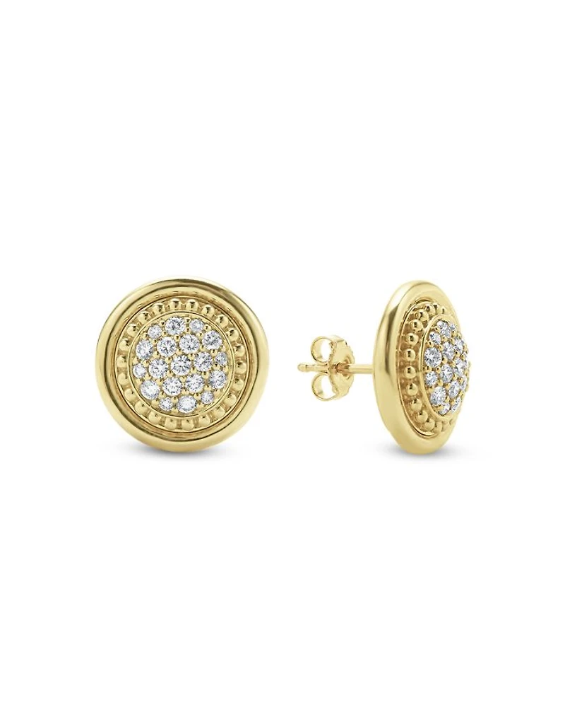 18K Gold & Ceramic Meridian Diamond Stud Earrings
