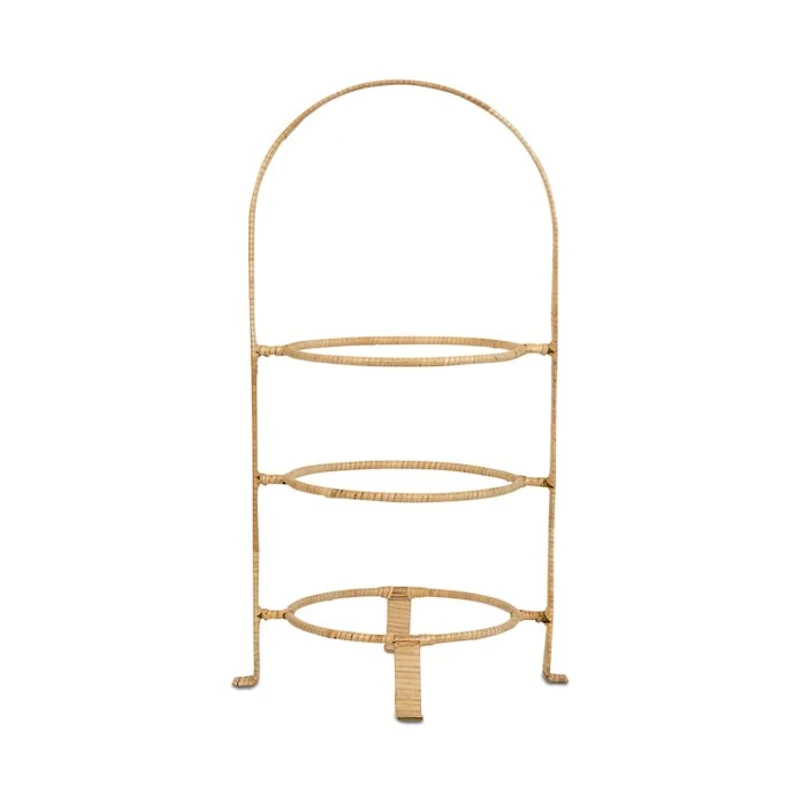 Provence Rattan Whitewash Three Tiered Plate Server