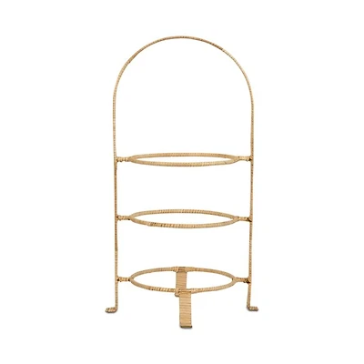 Provence Rattan Whitewash Three Tiered Plate Server