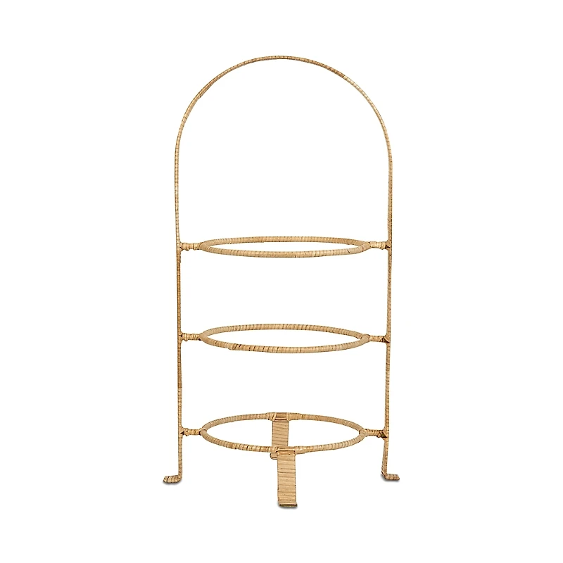 Juliska Provence Rattan Whitewash Three Tiered Plate Server
