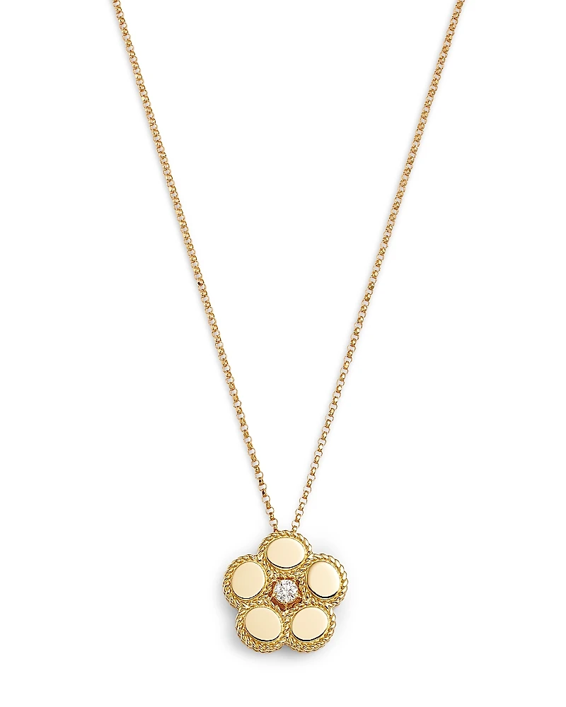 Roberto Coin 18K Yellow Gold Daisy Diamond Flower Pendant Necklace, 16-18