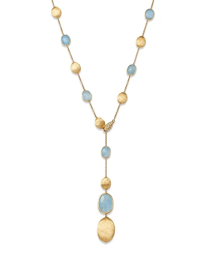 Marco Bicego 18K Yellow Gold Siviglia Aquamarine & Diamond Lariat Necklace, 16.5-18L