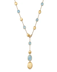 Marco Bicego 18K Yellow Gold Siviglia Aquamarine & Diamond Lariat Necklace, 16.5-18L