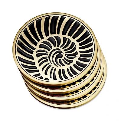 L'Objet Brass Gold Trimmed Shell Coasters, Set of 4