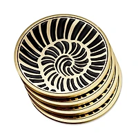 L'Objet Brass Gold Trimmed Shell Coasters, Set of 4