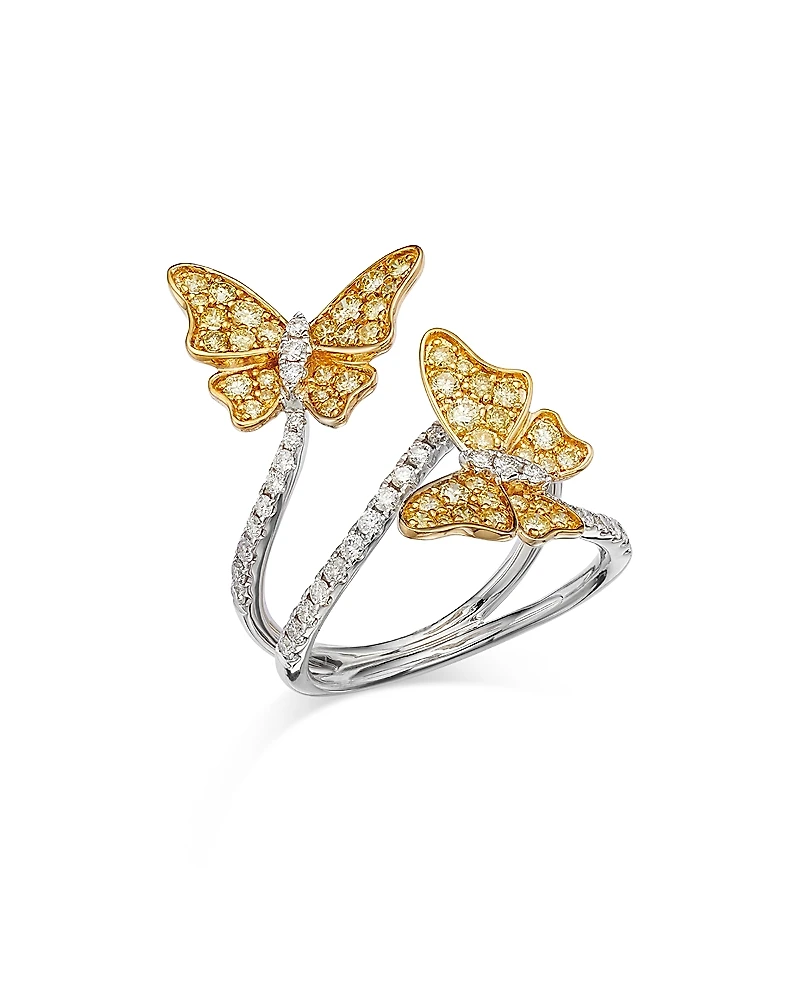 Bloomingdale's Fine Collection Yellow & White Diamond Butterfly Ring