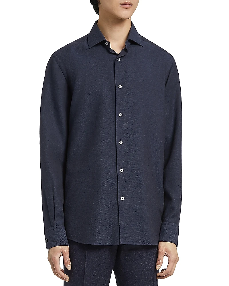 Zegna Cashco Long Sleeve Button Up Shirt