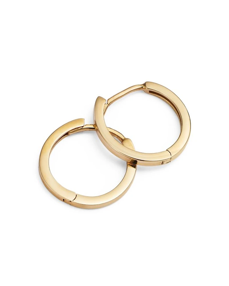 14K Yellow Gold Small Polished Huggie Hoop Earrings