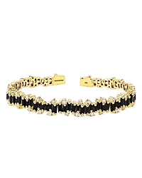 Suzanne Kalan 18K Yellow Gold Fireworks Black Sapphire & Diamond Flexible Bangle Bracelet