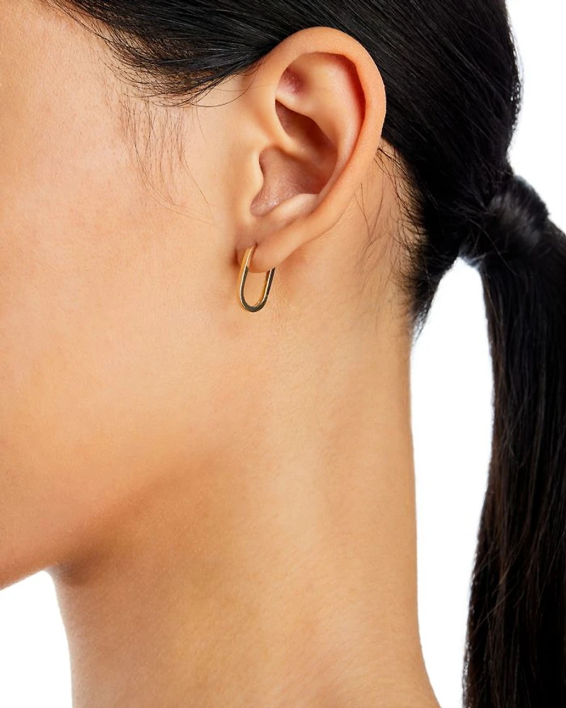 14K Yellow Gold Square Tube Hoop Earrings