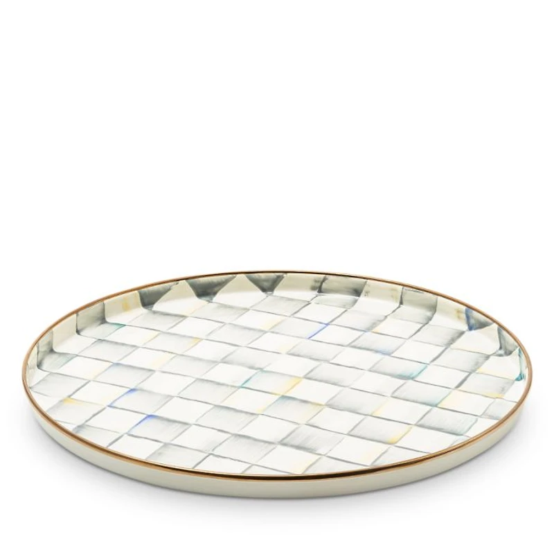 Sterling Check Enameled Round Tray