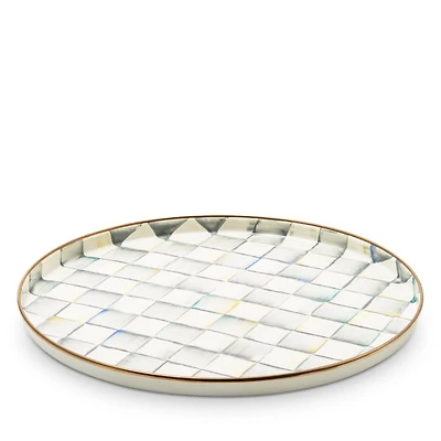 Sterling Check Enameled Round Tray
