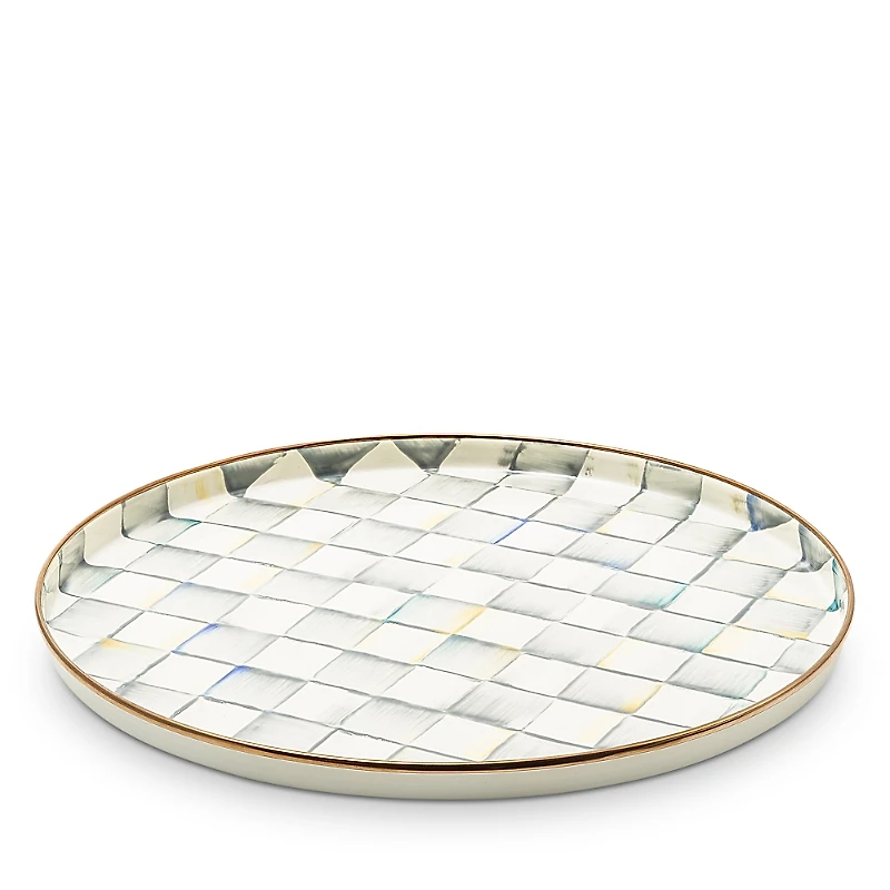 Mackenzie-Childs Sterling Check Enameled Round Tray