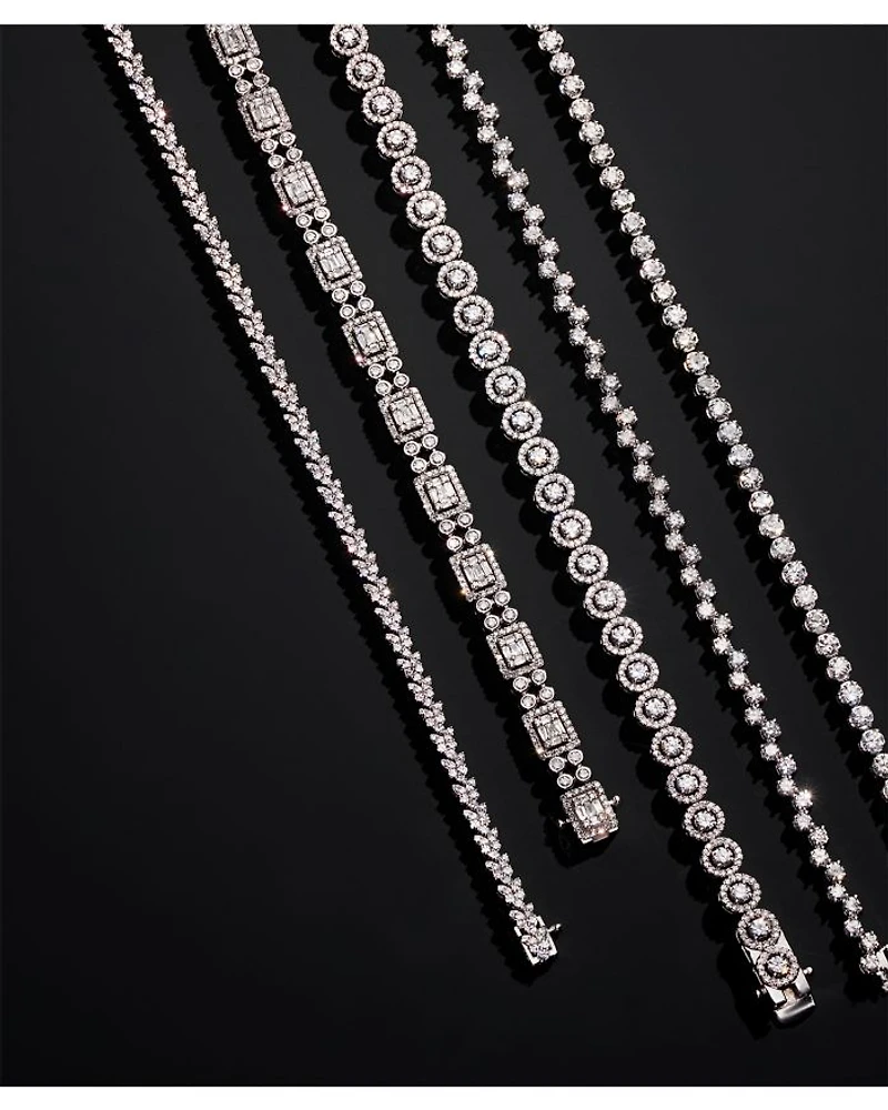 Diamond Butterfly Cluster Tennis Bracelet in 14K White Gold, 2.0 tcw