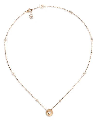 18K Rose Gold Icon Heart & Double G Pendant Necklace, 40"-42"