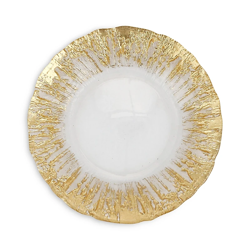 Vietri Rufolo Glass Gold Brushstroke Salad Plate