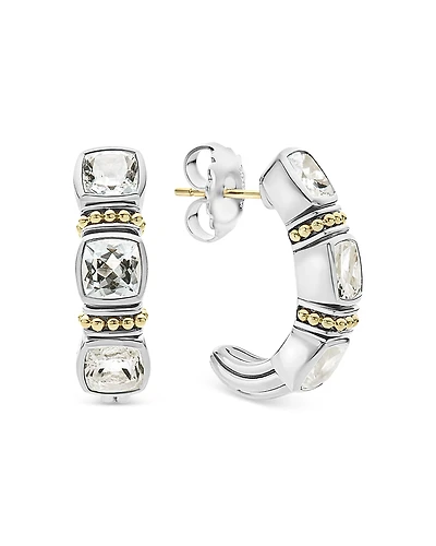 Lagos 18K Yellow Gold & Sterling Silver Rittenhouse White Topaz J-Hoop Earrings