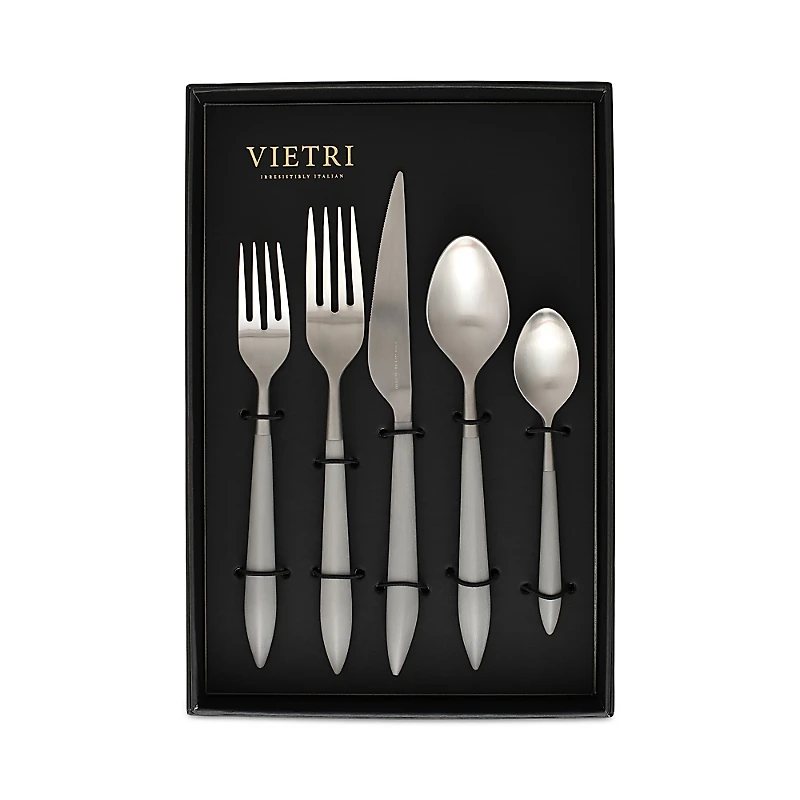 Vietri Ares Argento & Light Gray Five-Piece Place Setting Set of 4