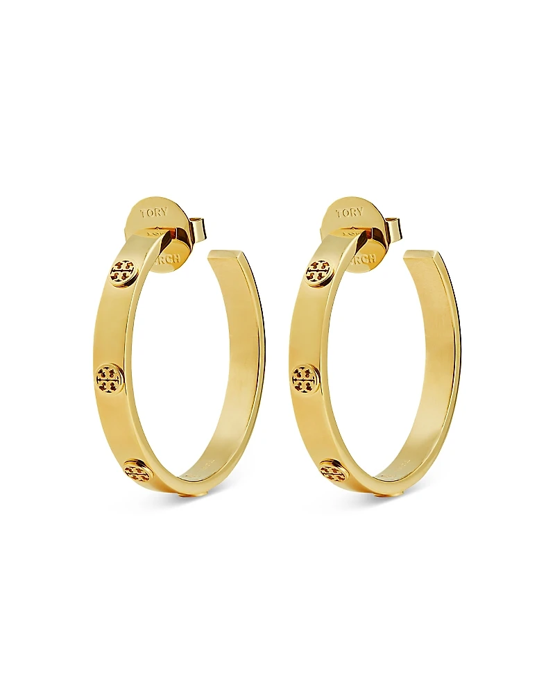 Tory Burch Miller Insignia Studded Hoop Earrings