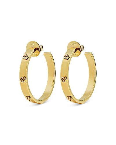 Tory Burch Miller Insignia Studded Hoop Earrings
