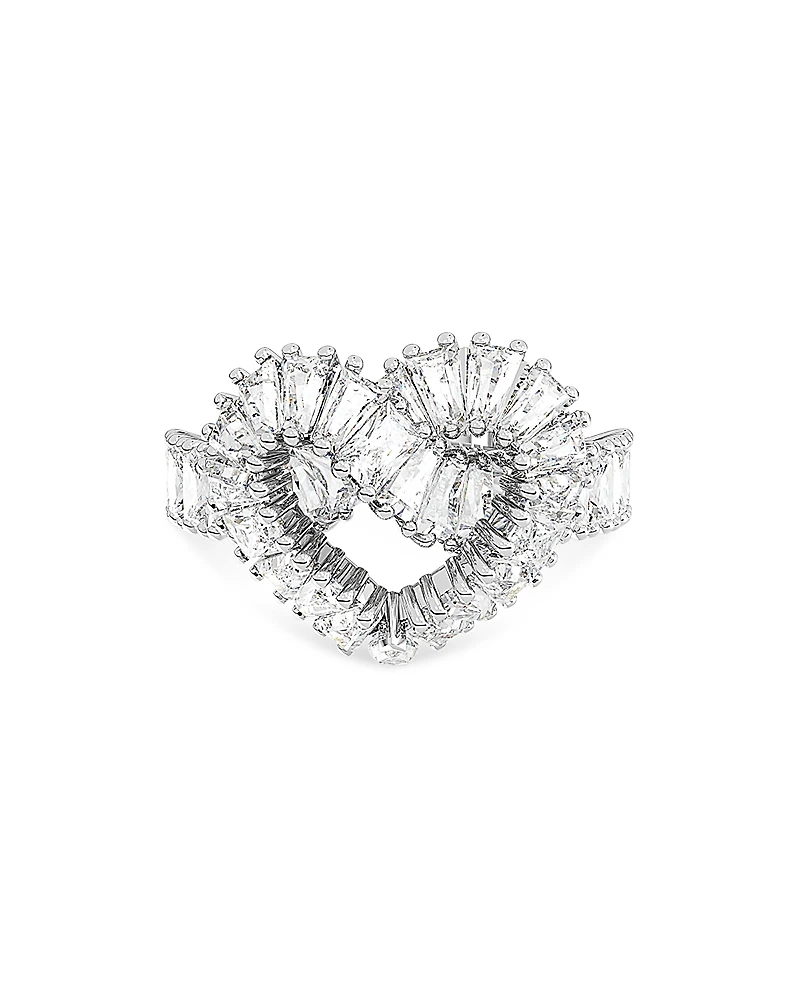 Swarovski Matrix Baguette Crystal Woven Heart Cocktail Ring