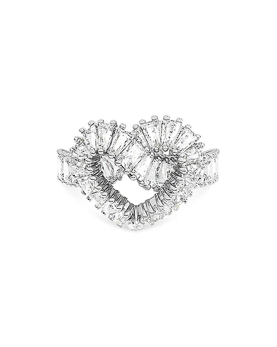 Swarovski Matrix Baguette Crystal Woven Heart Cocktail Ring