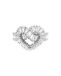 Swarovski Matrix Baguette Crystal Woven Heart Cocktail Ring