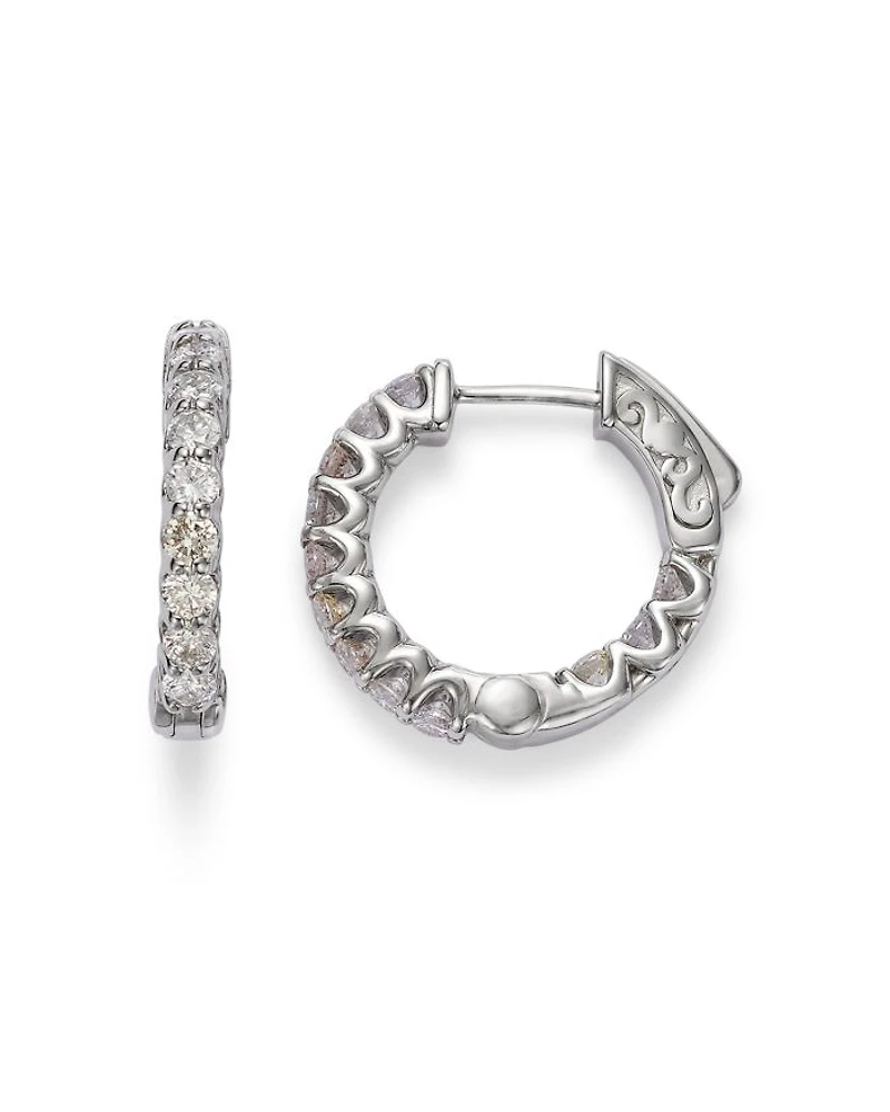 Diamond Inside Out Hoop Earring in 14K White Gold, 1.20 tcw