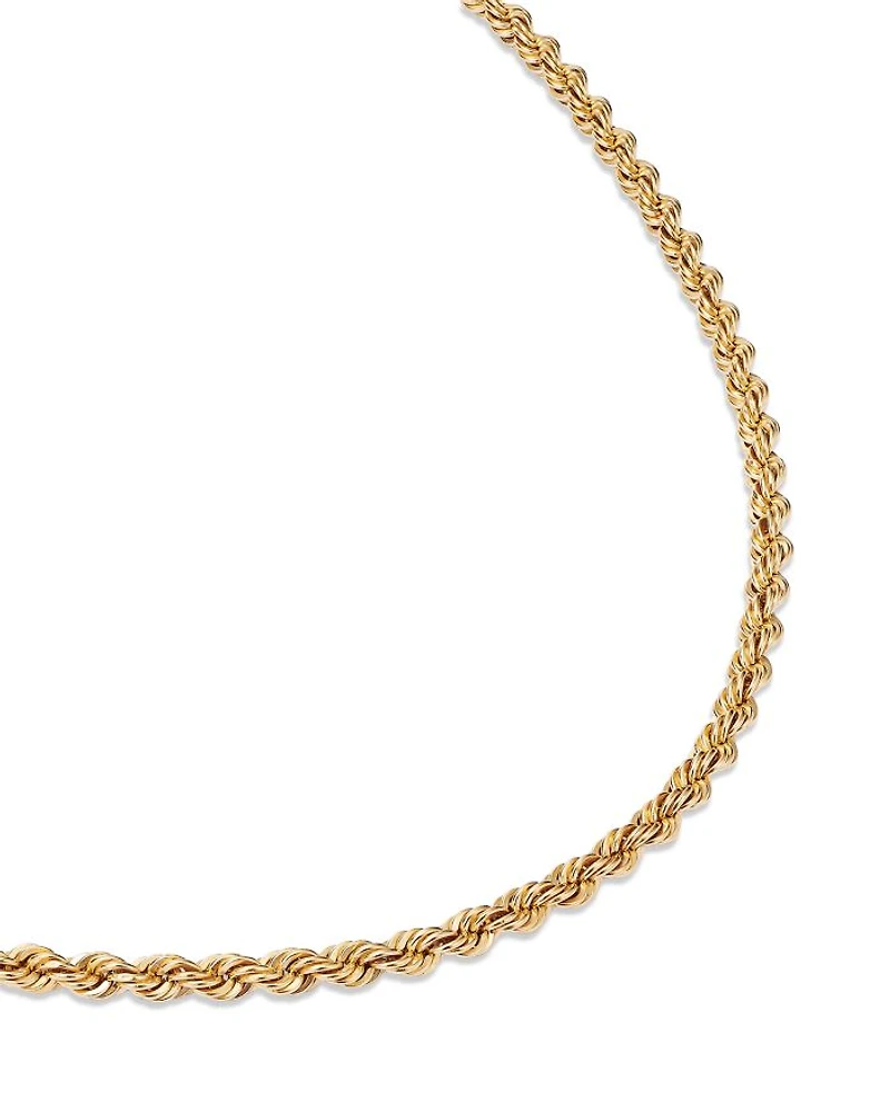 14K Yellow Gold Heavy Metal Rope Link Chain Necklace, 16"