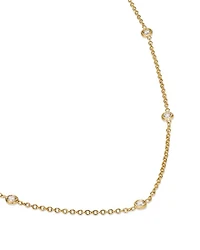 14K Yellow Gold Floating Diamonds Diamond Bezel Choker Necklace, 14-16"