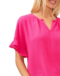 Ruffle Sleeve Drop Shoulder Blouse