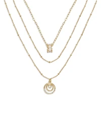 Circles of Crystal Dainty Layered Necklace Set