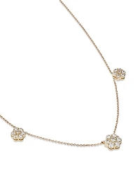 Diamond Flower Station Collar Necklace in 14K Yellow Gold, 0.75 tcw