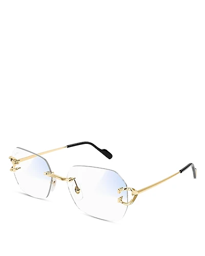 Cartier C Decor Squared Photochromatic Blue Light Glasses, 57mm