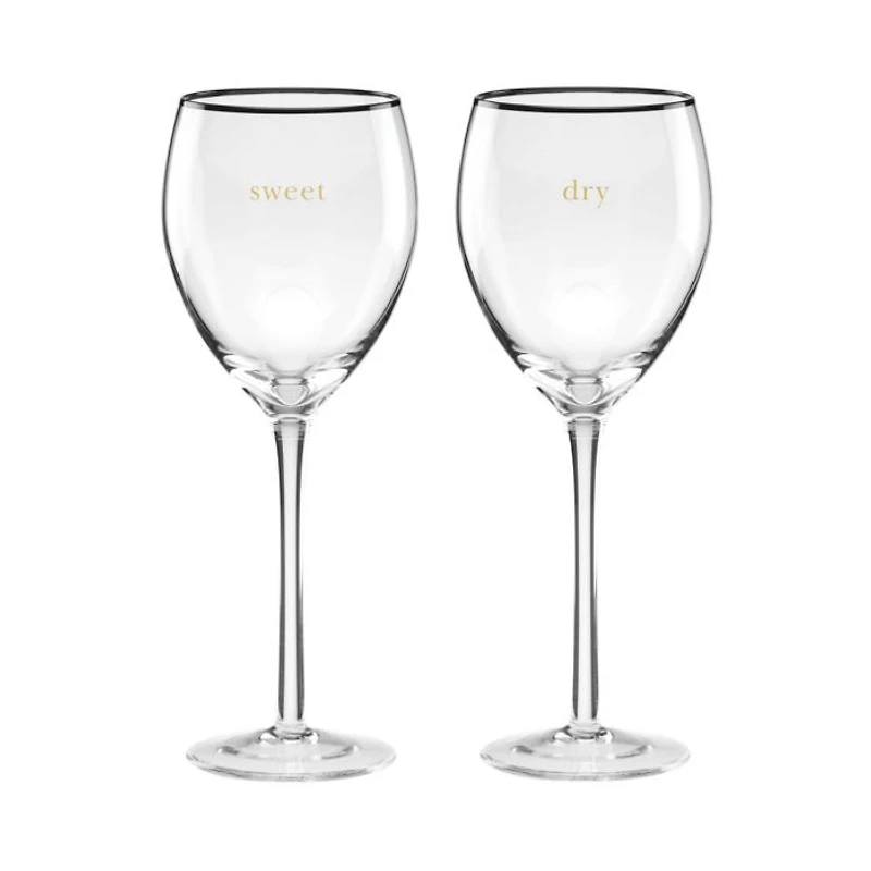 Cheers To Us Sweet and Dry Wine Glasses, Set of 2