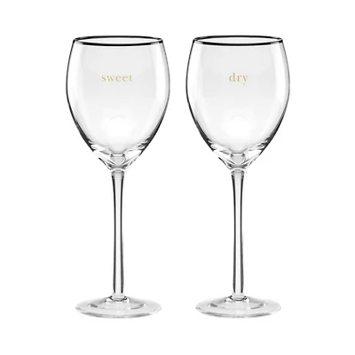 Cheers To Us Sweet and Dry Wine Glasses, Set of 2